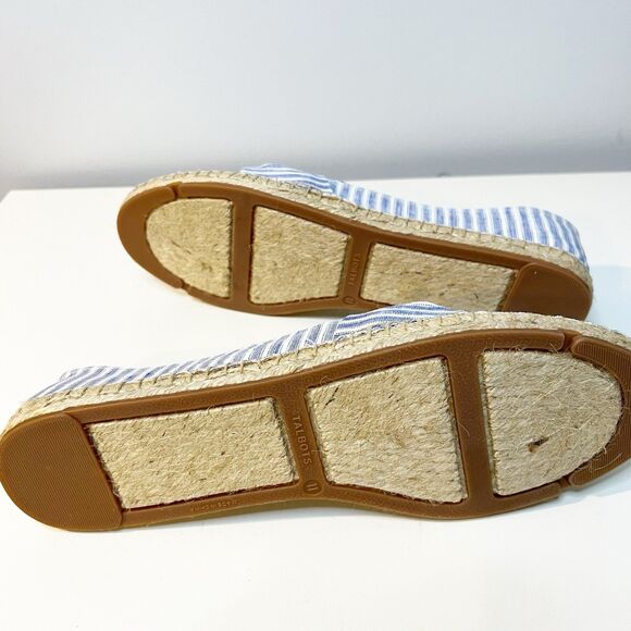 Talbots‎ Knot Linen Espadrilles Flats Blue White Chambray 11 Preppy Coastal NEW - Picture 7 of 8
